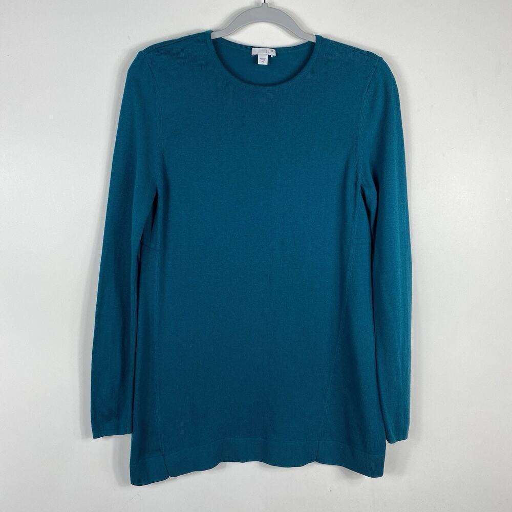 J. Jill Size XS Lightweight Crewneck Sweater Green Cotton Blend